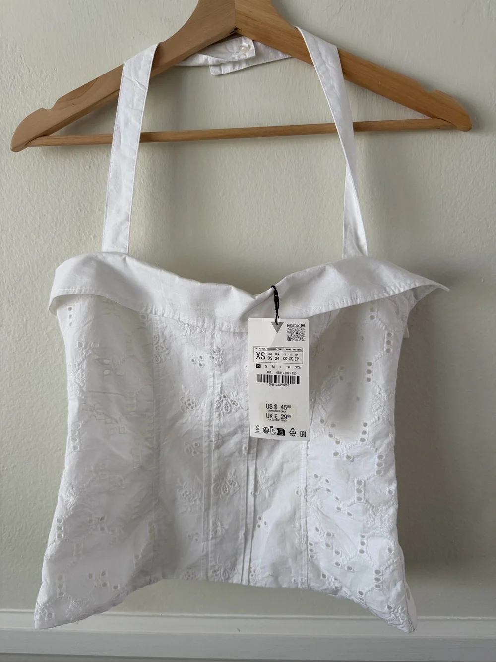ZARA Embroidered White Halter Top - Picture 1 of 4